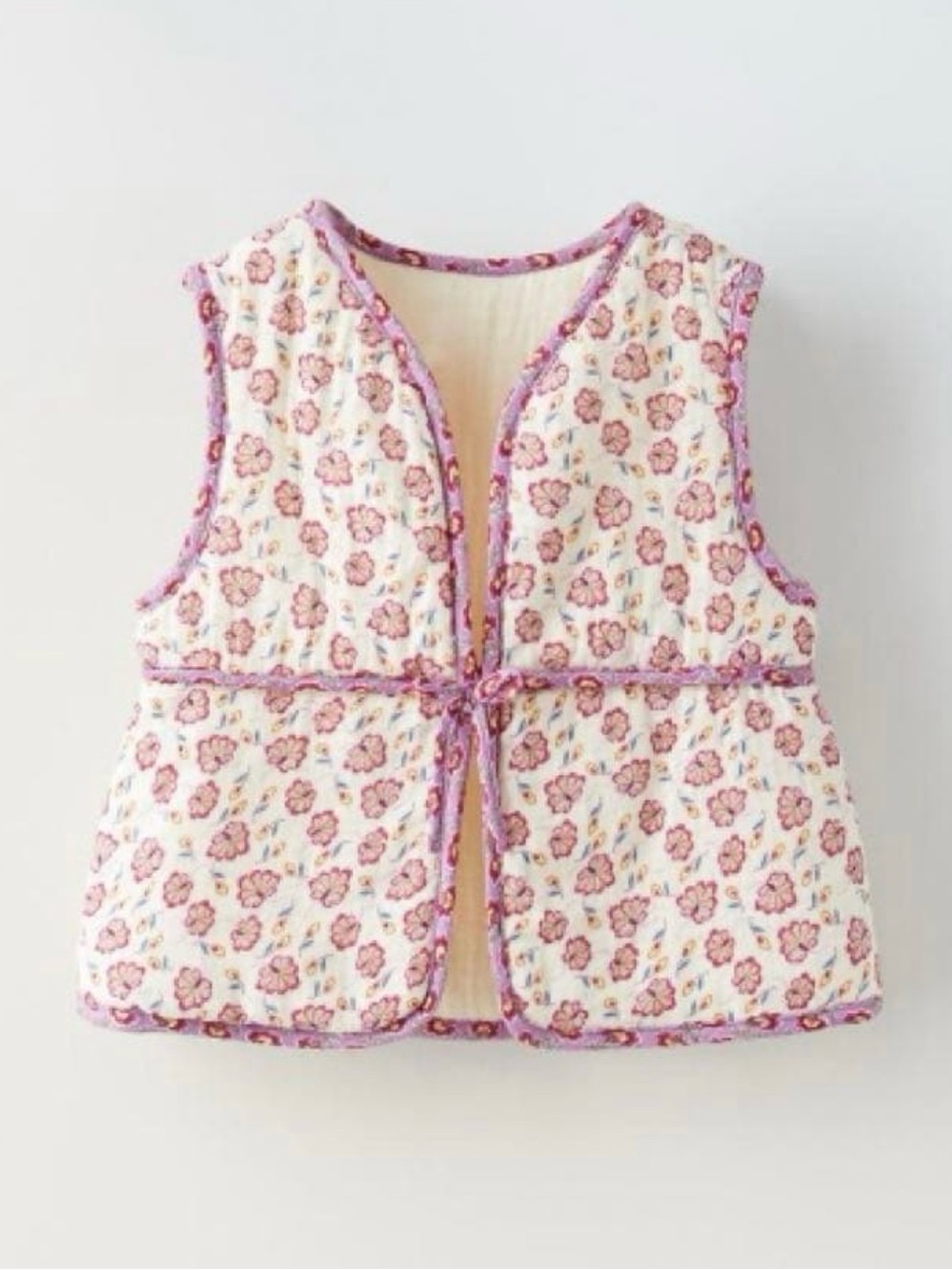 ZARA Kids Toddler Girl Floral Bow Puffer Quilted Vest 4-5 Y NEW